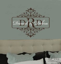 Damask Style Monogram Wall Decal