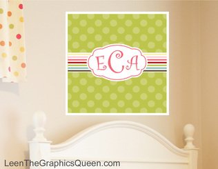 Polka Dot Monogram Wall Decal Striped Monogram Wall Decal
