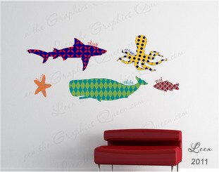 Sea Marine Animals Masculine FABRIC Wall Decals