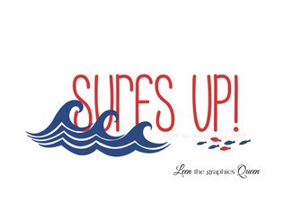 Surfs Up Vinyl Wall Decal with Waves and Fish