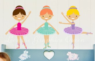 Three Sweet Ballerinas Repositionable Wall Decals