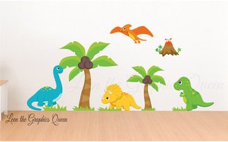 Dinosaur Wall Decal Reusable Scene Dino Wall Stickers T-rex