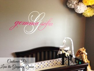 Fancy Script Lettering Monogram Name Wall Decal