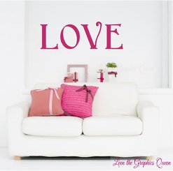 LOVE Wall Decal Sticker Valentines Day Decoration hot pink