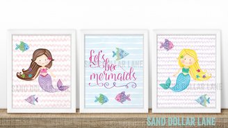 Lets Be Mermaids Little Mermaids Collection paper print wall art