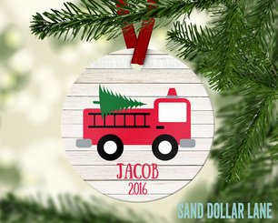 Firetruck Ornament - Personalized Christmas Ornament