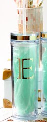 Monogrammed Initial Skinny Tumbler Travel Cup Gold Foil 