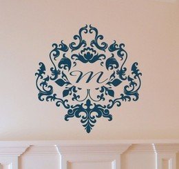 Baroque Style Damask Monogram Vinyl Wall Decal